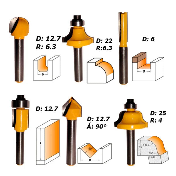 Fresas para Router" 6 piezas - Tools Delivery